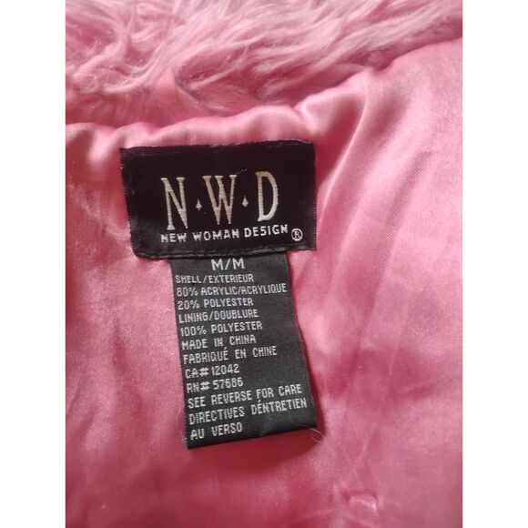 NWD. New Woman Design, Women's Size Medium Pink Faux Fur Peacoat - Picture 7 of 8